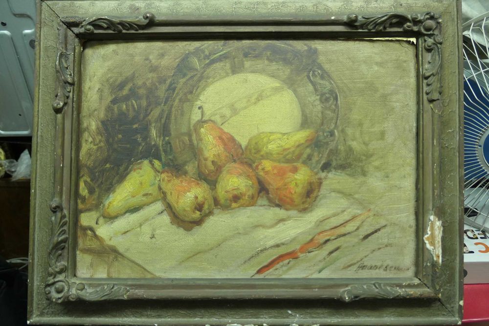 Tablou Peisaj Casa/ Natura Moarta Aurelia Ananescu Ulei Carton Rama