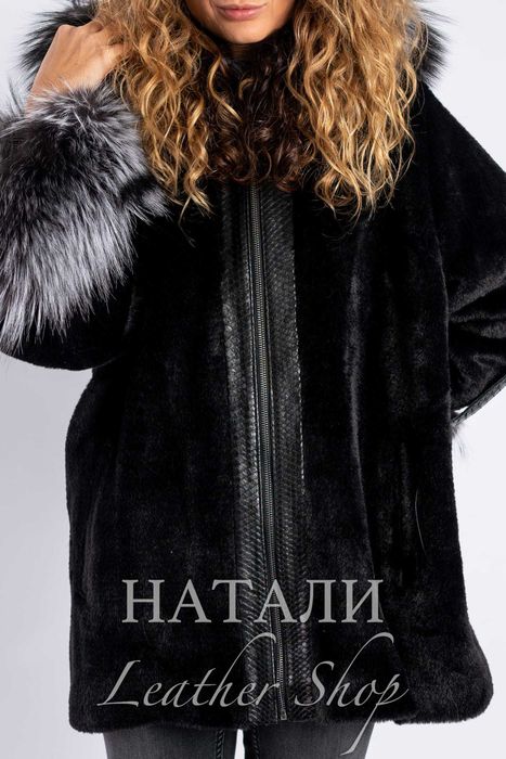 Дамски кожух от алпака с косъм Жаклин Black