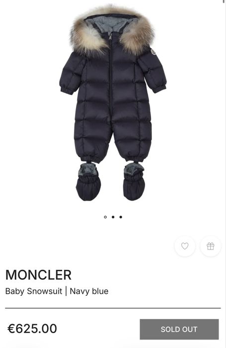 Оригинален MONCLER бебешки зимен космонавт 9м/12 м. с пух,качулка ,ботушки и колан