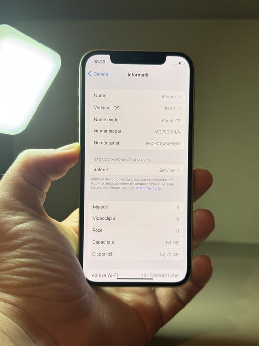 iPhone 12 – 64 GB – Verde Mint – Stare 9.3/10 – Orange