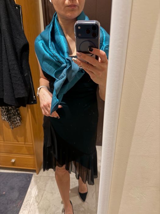 Официална рокля черно - зелена