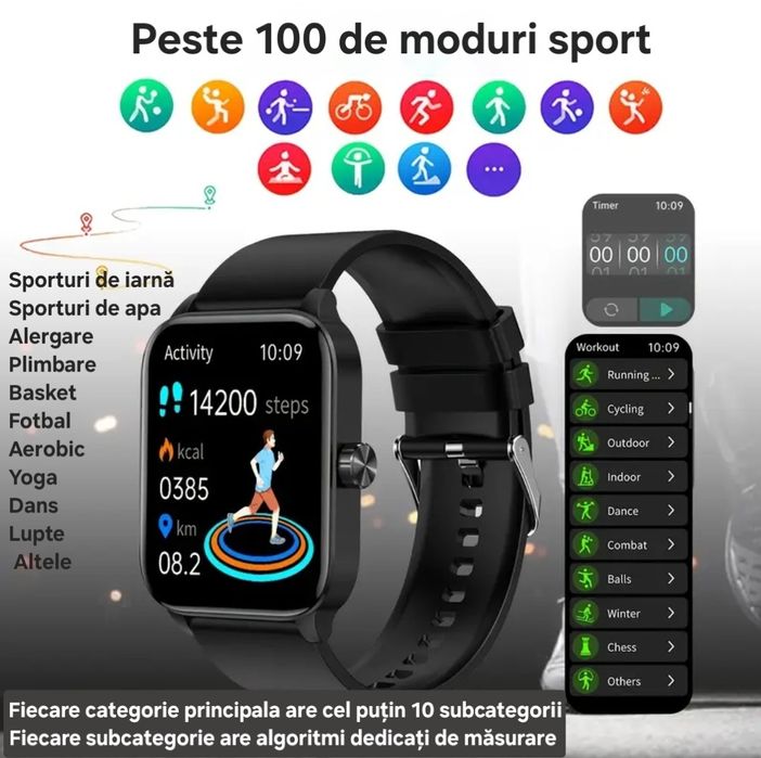 Smartwatch Medical Video în ROMÂNĂ. Sănătate/Sport/SOS. Apeluri/Mesaj