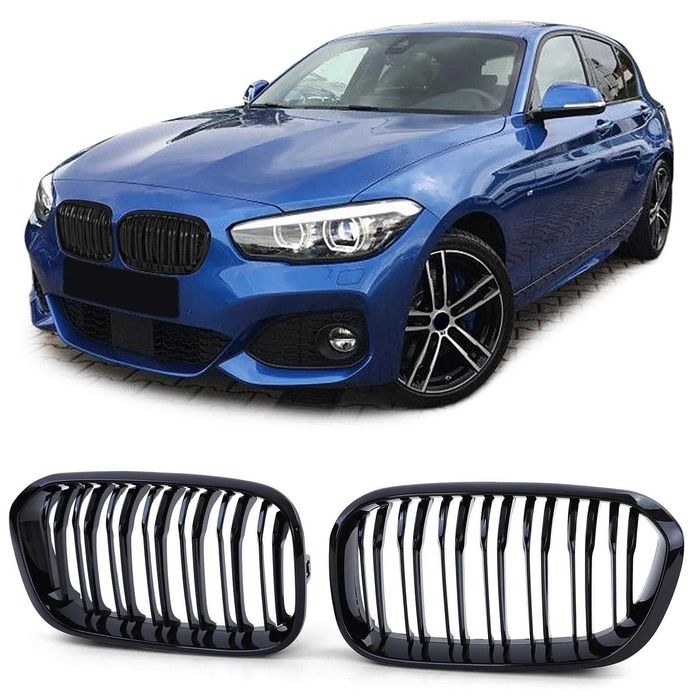 Grile Nari Duble M BMW SERIA 1 F20 F21 Facelift 2015-2019 Negru Lucios