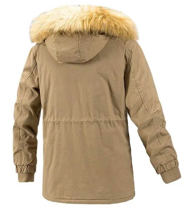 Новая зимняя куртка с меховым капюшоном цвета Хаки 52,54,56 до 120 кг