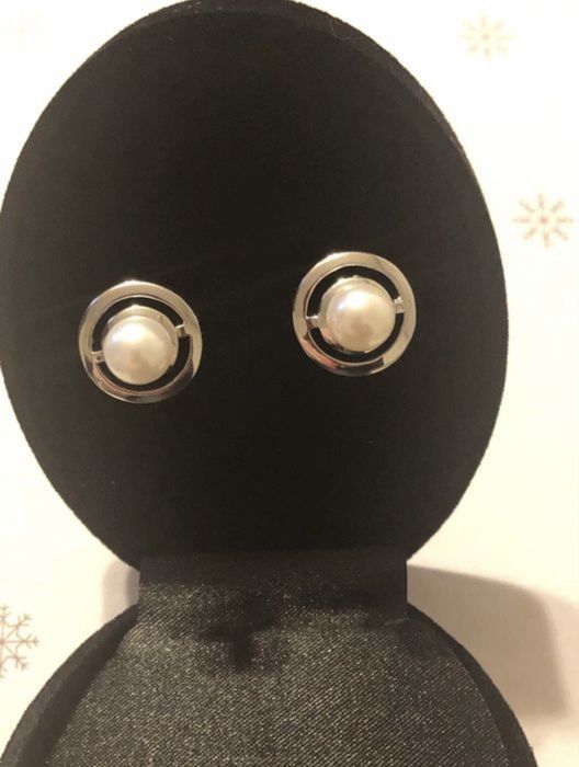 Aur alb 14k cercei perle