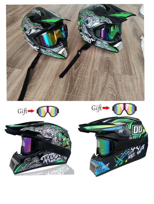 Casca Moto Marimi Copii si adulți Casca Moto Cross Enduro Atv Bicicleta Trotineta Off Road cadou Ochelari + Cagula