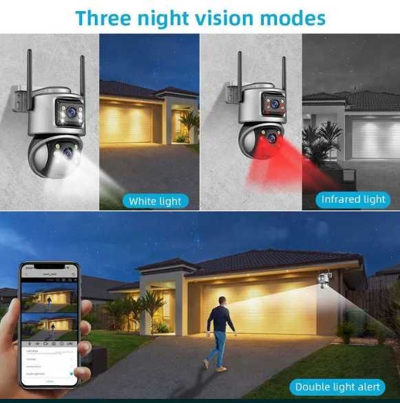 Двойна Външна WiFi Камера 8МП, ICSee, безжична