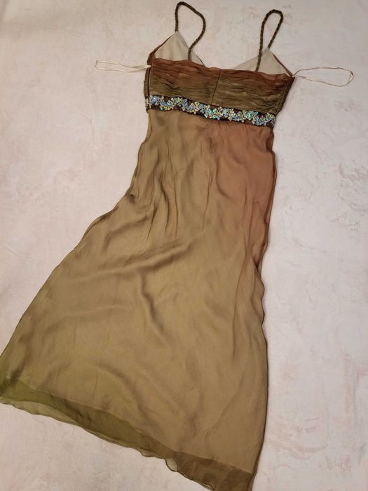 rochie lunga matase naturala 100%, 38, noua, LUX