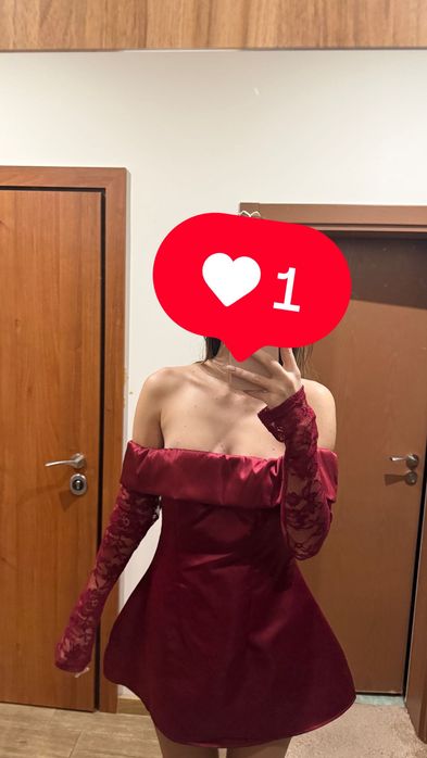 Бордо къса  рокля