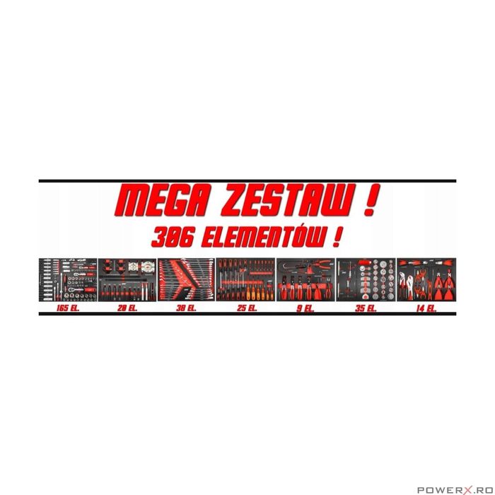 Dulap de scule complet echipat, 306 piese, Verke