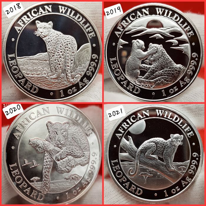 Somalia Elefantul si Leopardul 2011-2025 monede lingou argint 999