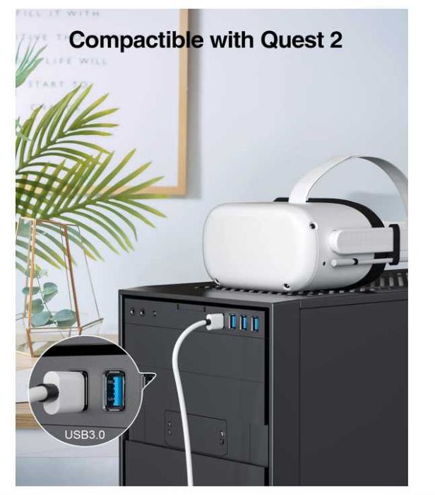 Cablu 3.2 Type C Tiergrade 2 în 1 compatibil cu Oculus/Meta Quest 2