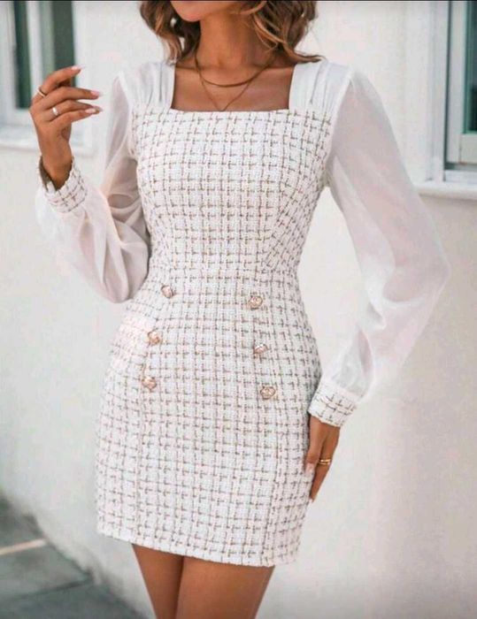 Елегантна бяла рокля - букле