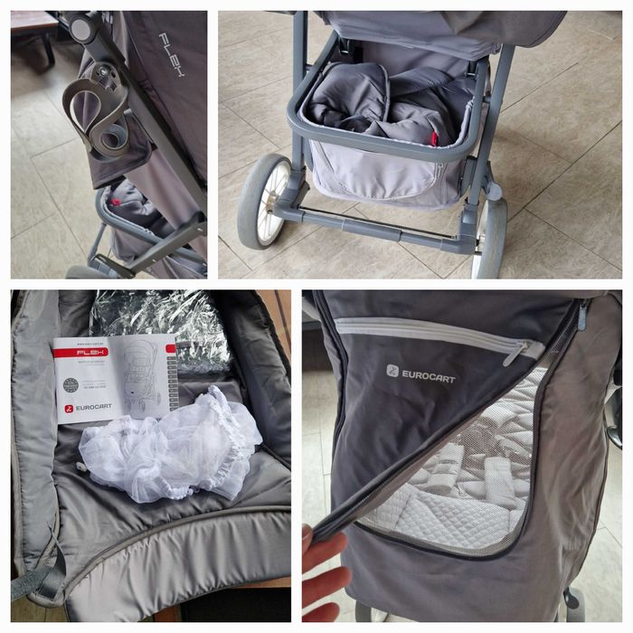 Carucior Euro-Cart FLEX omologat pana la 22 kg 0 - 36 luni, Gri