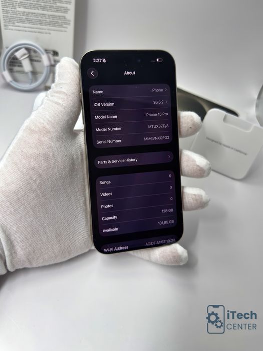 iPhone 15 Pro, 128GB, Natural Titanium, 100% батерия, ОТЛИЧЕН, 2г. ГАРАНЦИЯ!