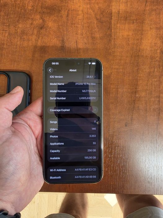 Telefon mobil Apple iPhone 15 Pro Max, 256GB, 5G, Black Titanium