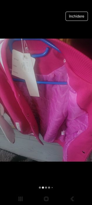 Geaca roz M piele și material