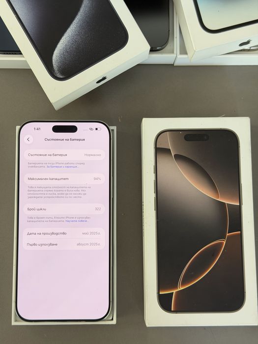 16 pro max.като нов.94% батерия.