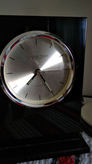 London Clock Ebony Crystal Table Clock Ceas Sticla securizata Neagra