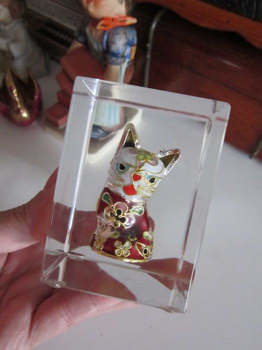 cadou deosebit rar Japonia 1990 Kutani Lucky Cat  handmade Paperweight