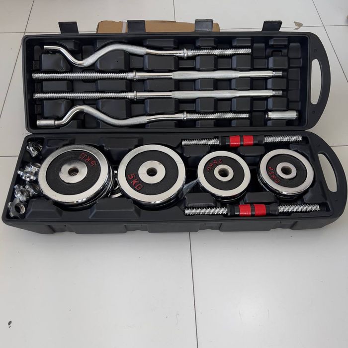 55 kg gantel nabor (shtanga + dumbbell) yangi, sifatli
