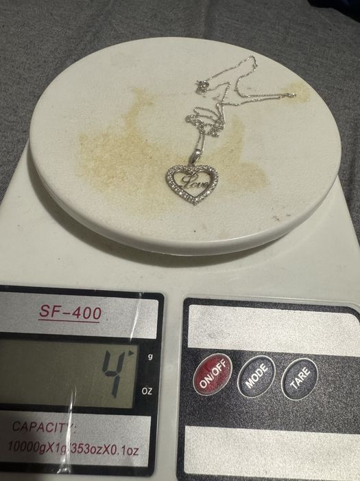 Сребърно колие сърце с циркони 925