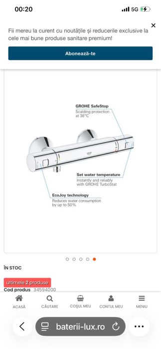 Baterie dus Grohe si Handsgrohe cu termostat noi Germania