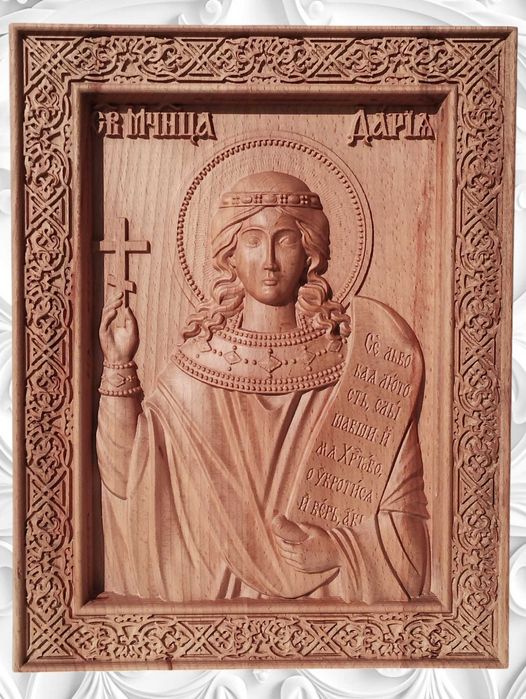 Дърворезбована икона на Св. Мина-авторска дърворезба