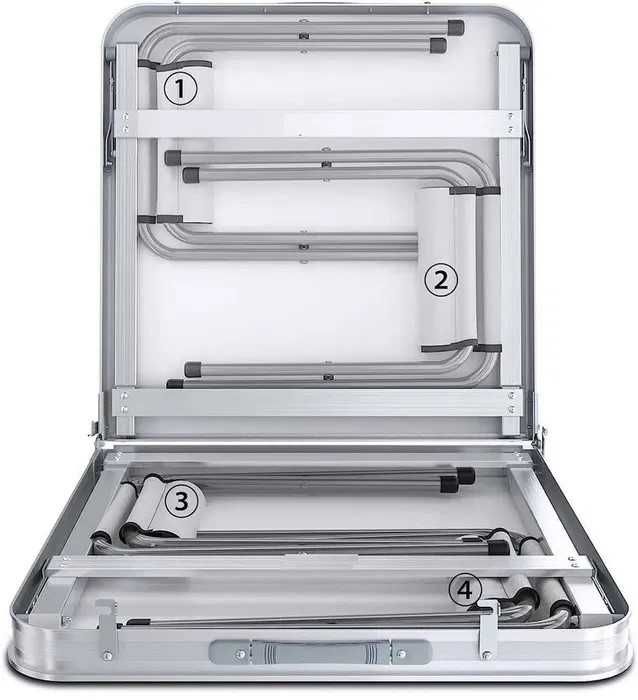 Сгъваема къмпинг маса с 4 стола и отвор за чадър - Алуминиева