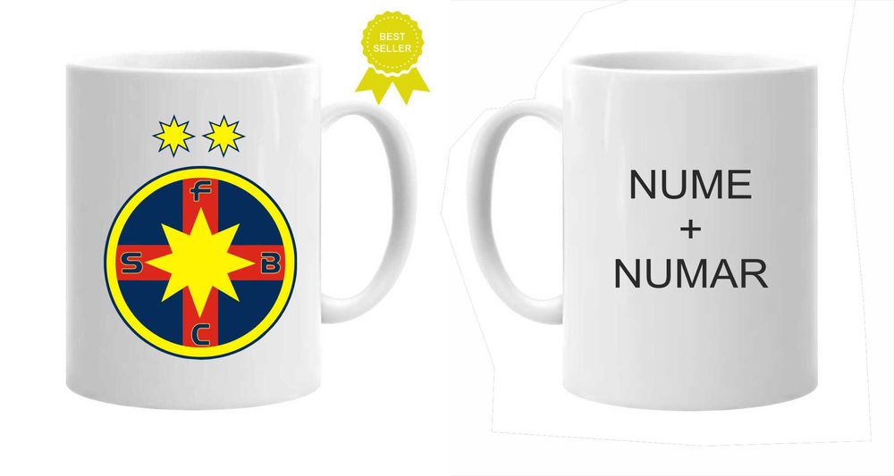 Cana personalizata fani Fcsb cu numar si nume idee cadou