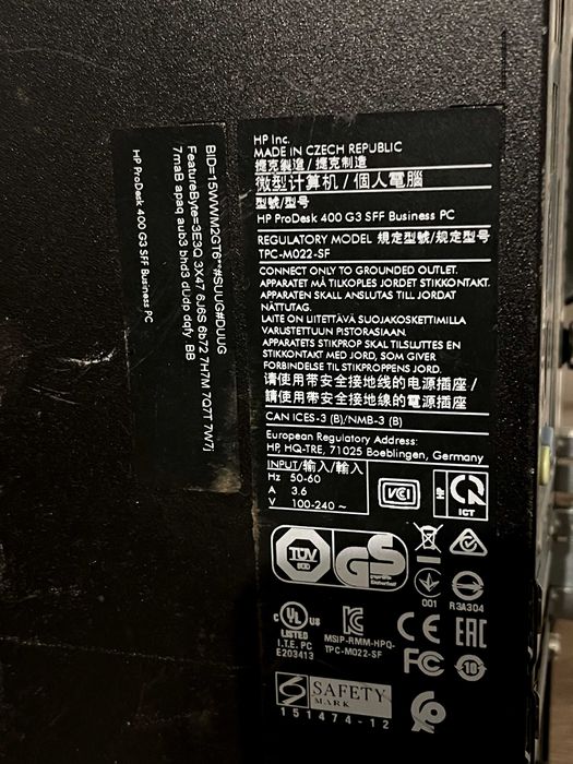 Unitate PC HP ProDesk 400 G3 SFF | i5-6500 | 8GB RAM | SSD 256GB