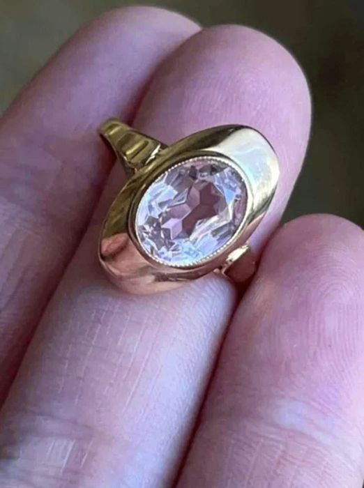 Золотое, советское кольцо 583 пробы с гранатитом