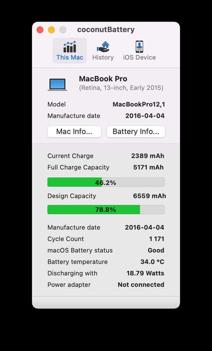 Продавам Macbook pro A1502 8gb памет 1 tb SSD