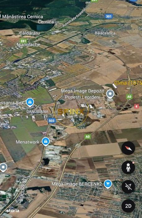Teren intravilan Glina, Ilfov – 10750 mp, langa depozitele Megaimage