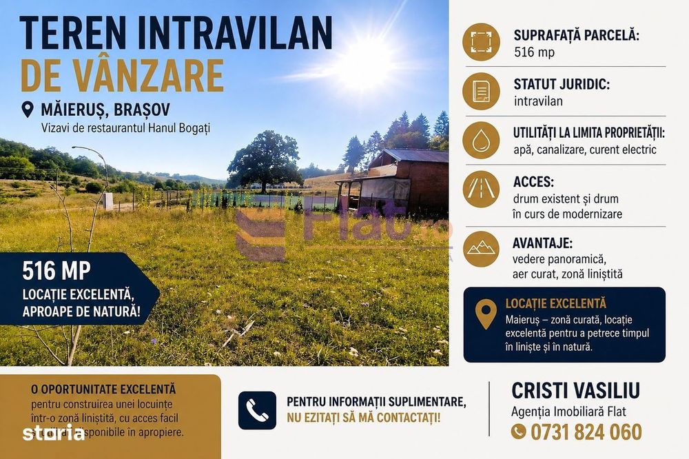 Teren intravilan de vânzare în Hărman, Brașov cu utilitati
