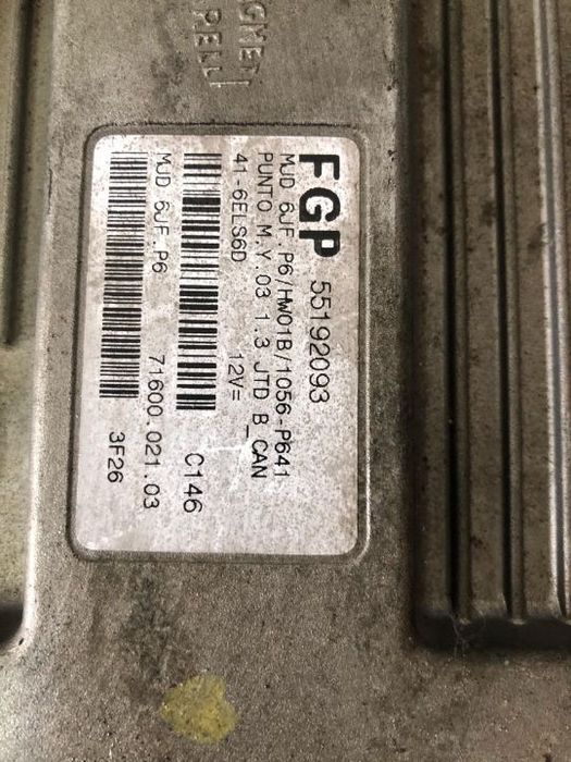 calculator motor ecu 1.3 jtd fiat punto
