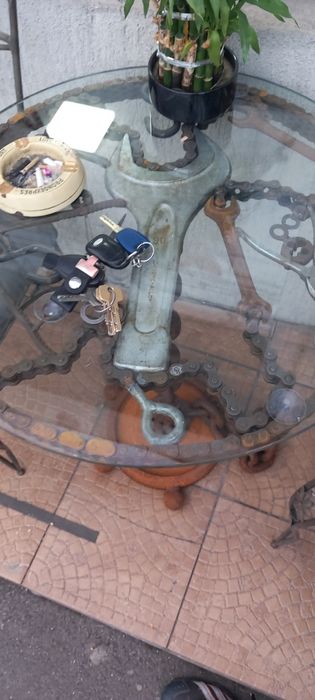 Masa rotunda gradina terase fier forjat vintige cu scaune fier forjat