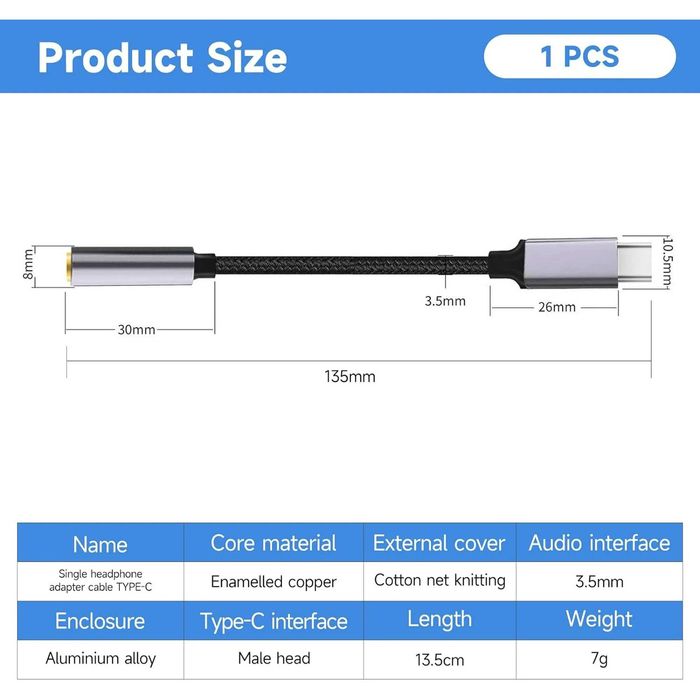 USB C Lightning към 3.5 мм жак за слушалки, USB C към AUX адаптер, съвместим със Samsung S22 Ultra