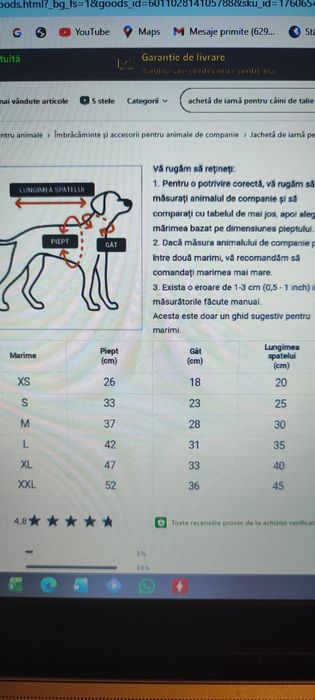 Jacheta de iarna pentru catei - masura M (30cm)