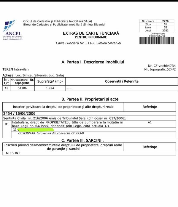 Vând teren intravilan central – Șimleu Silvaniei