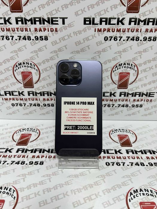BLACK AMANET P2 • iPhone 14 PRO MAX 128gb 86% sanatate baterie
