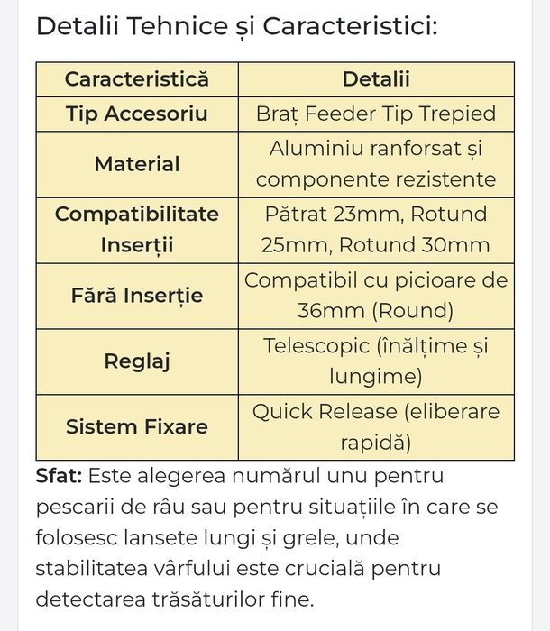 Feeder Arm Korum  Tripod pescuit