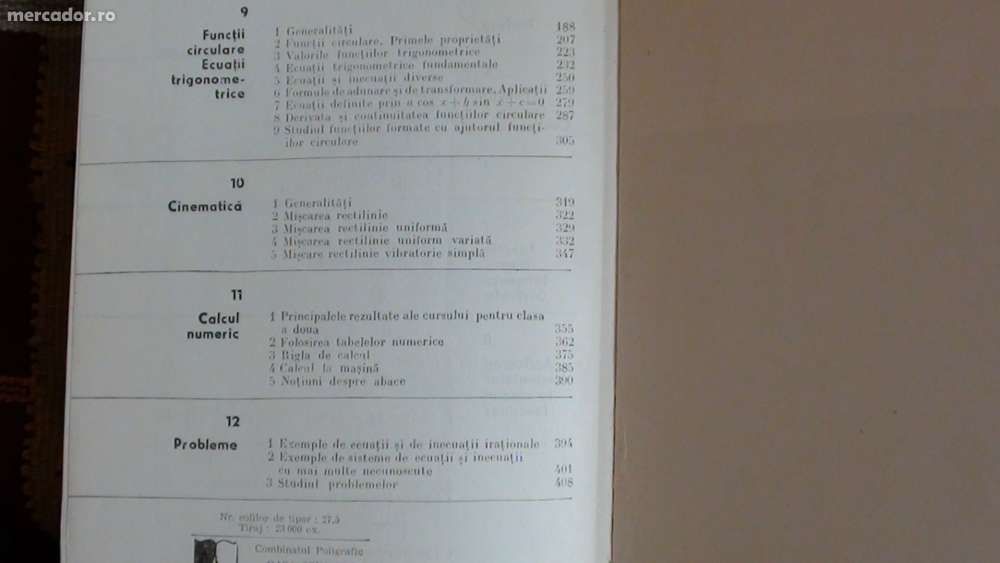 Algebra(vol.2)Functii numerice ;Aplicatii diverse.