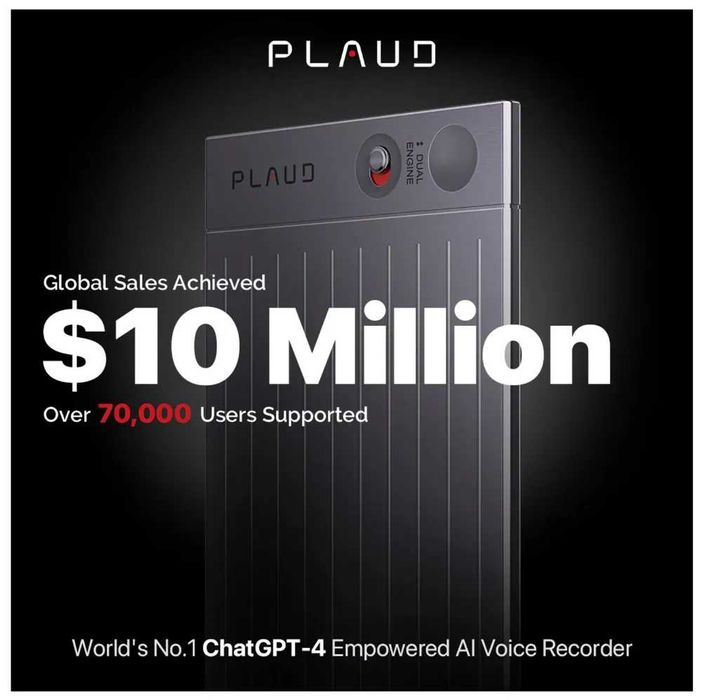 PLAUD NOTE - диктофон с ИИ Chat GPT (57 языков) (черный)