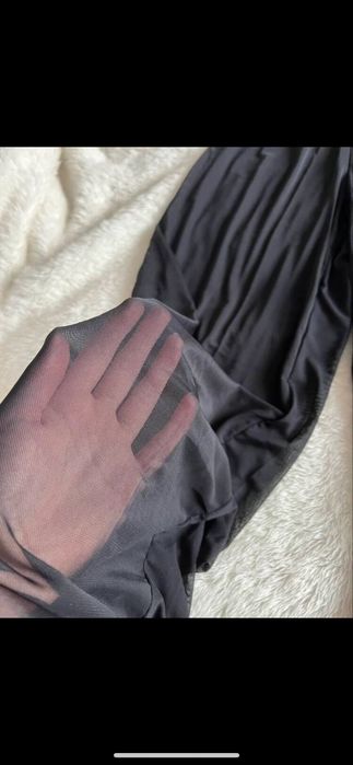 Черен прозиращ тънък панталон за бански/тюл