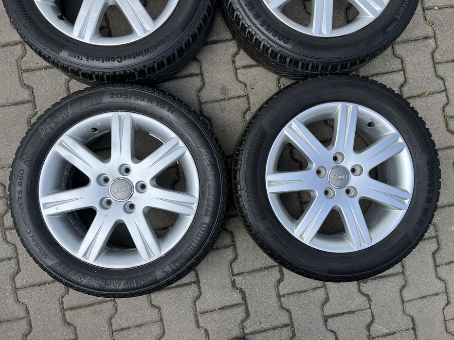 Jante aliaj 5x112mm, anvelope iarna 205/55 R16 Audi A3, A4, VW, Seat, Skoda