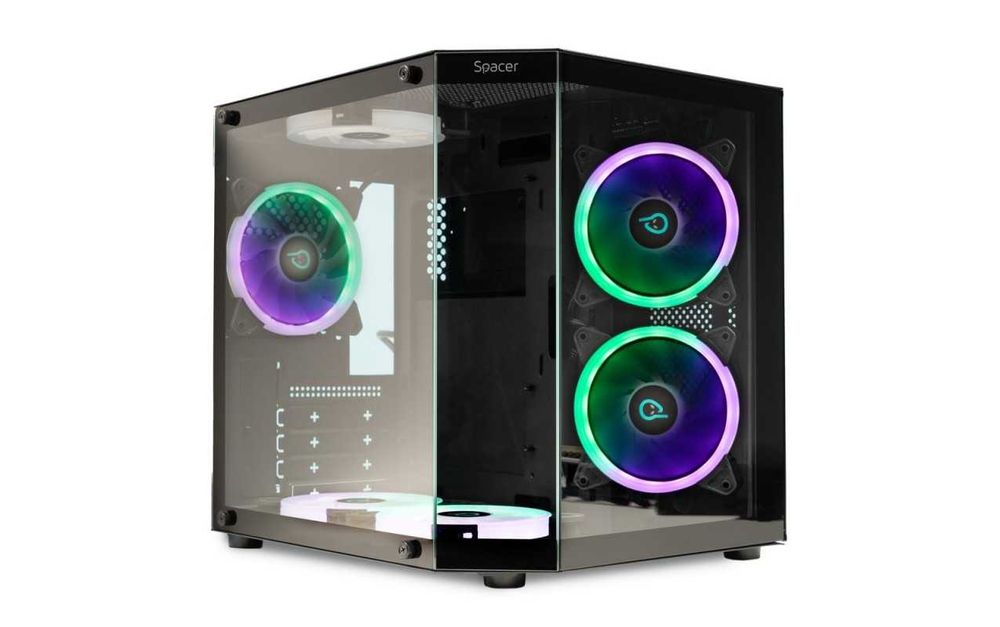 Carcasă Gaming Spacer Aquarium RGB 6x ARGB Sticlă Temperată ATX NOUĂ
