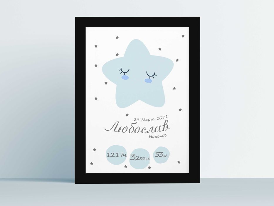 Бебешка визитка с данни за новородено