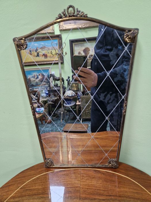 Страхотно антикварно английско бронзово огледало