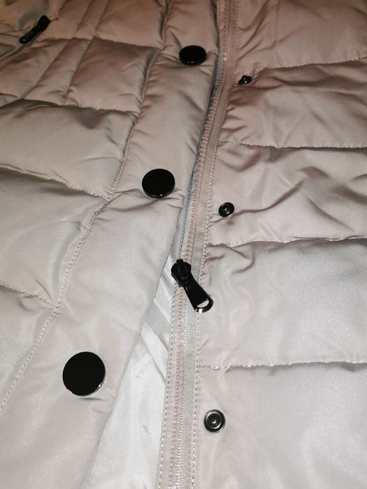 Ново дамско зимно яке с гъши пух, размер S, бежово, дълго
